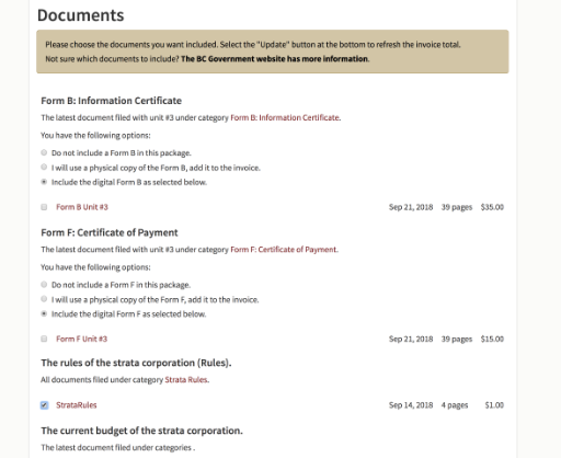 Form B preparation in StrataCommons Organizer