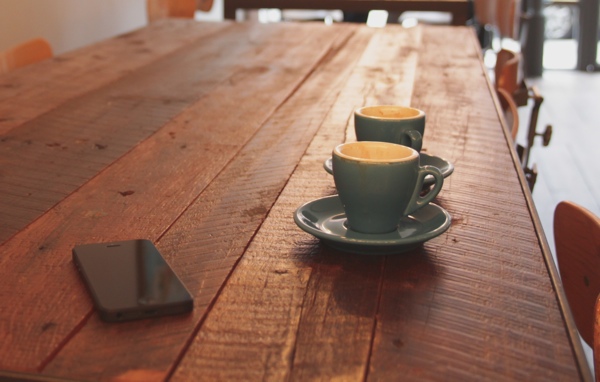 Phone and coffee